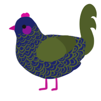 A navy and olive chicken with a double-lace pattern