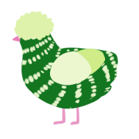 A leaf and apple chicken with a bar pattern
