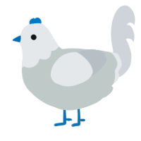 A silver and mist chicken with a head pattern