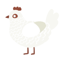 A white chicken with a lace pattern