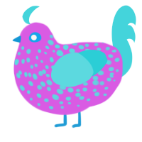 The N30nGénue, a orchid and aqua chicken with a speckle pattern