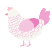 A white and pink chicken with a lace pattern