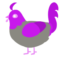 Scrimbly, a ash and amethyst chicken with a head pattern