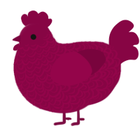 A maroon chicken with a double-lace pattern