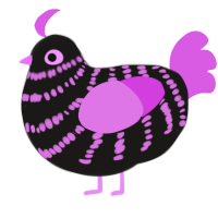 Scene, a sable and orchid chicken with a bar pattern