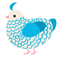 A cream and cerulean chicken with a lace pattern
