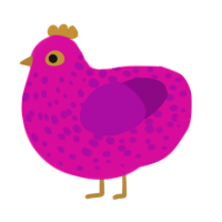 A fuchsia and plum chicken with a speckle pattern