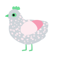 Lint Mint, a mist and rose chicken with a speckle pattern