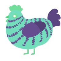 Blingja Blast, a mint and overcast chicken with a bar pattern