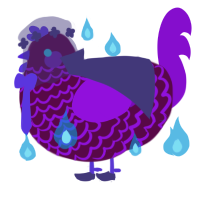 Orb, a wine and amethyst chicken with a lace pattern