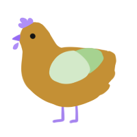 A gold and gluppy chicken