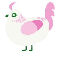 Sakura, a white and pink chicken with a neck-speckle pattern