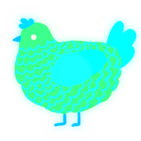 A spring and aqua chicken with a lace pattern