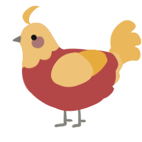 A red and honey chicken with a head pattern
