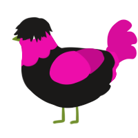 A sable and fuchsia chicken with a head pattern