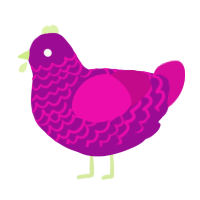 A plum and fuchsia chicken with a lace pattern