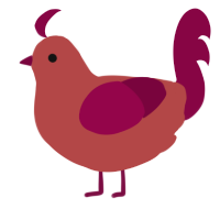 A red and maroon chicken