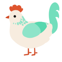 A cream and mint chicken with a neck-speckle pattern