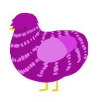 A plum and orchid chicken with a bar pattern