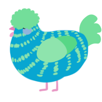 A cerulean and spring chicken with a bar pattern