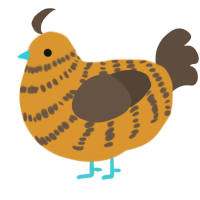 A orange and bark chicken with a bar pattern