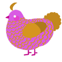 A orchid and ochre chicken with a lace pattern