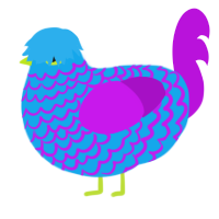 A sky and amethyst chicken with a lace pattern