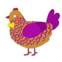A gold and plum chicken with a lace pattern