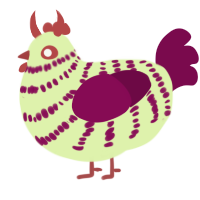 A apple and wine chicken with a bar pattern