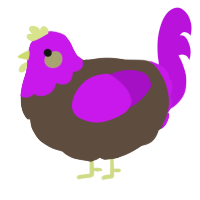 A bark and amethyst chicken with a head pattern
