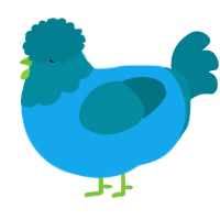 A sky and sea chicken with a head pattern