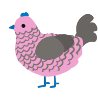 A pink and grey chicken with a lace pattern