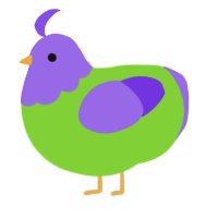 A grass and blurple chicken with a head pattern