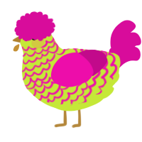 A lime and fuchsia chicken with a lace pattern
