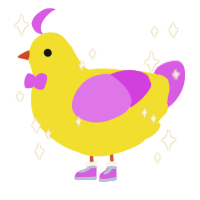 A yellow and orchid chicken