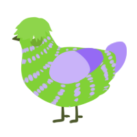 A grass and lilac chicken with a bar pattern