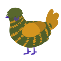 A olive and ochre chicken with a bar pattern