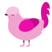 flamingoob, a pink and fuchsia chicken