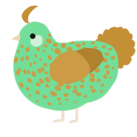 A spring and gold chicken with a speckle pattern