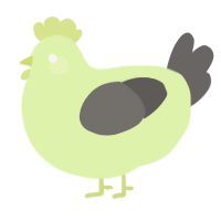 A apple and grey chicken