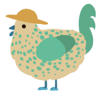 A beige and turquoise chicken with a speckle pattern