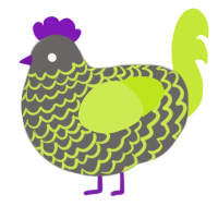 A grey and lime chicken with a lace pattern