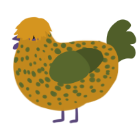 A ochre and olive chicken with a speckle pattern