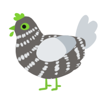 A grey and mist chicken with a bar pattern