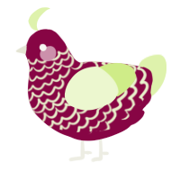 A maroon and apple chicken with a lace pattern