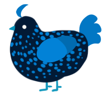 Monet, a tumblr and sapphire chicken with a speckle pattern
