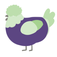 A overcast and gluppy chicken with a head pattern