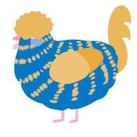 A sapphire and honey chicken with a bar pattern