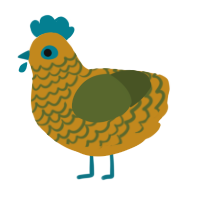 A ochre and olive chicken with a lace pattern