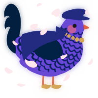 A indigo and tumblr chicken with a lace pattern